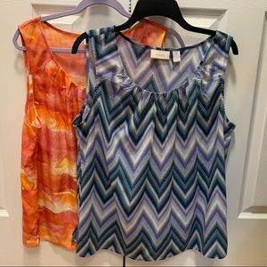 Chico’s pair of sleeveless tops - size 3 - colorful and versatile